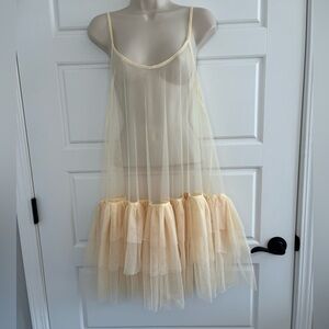 Free People Intimately Push Send Mini Slip Dress Tulle Sheer TuTu Balletcore L